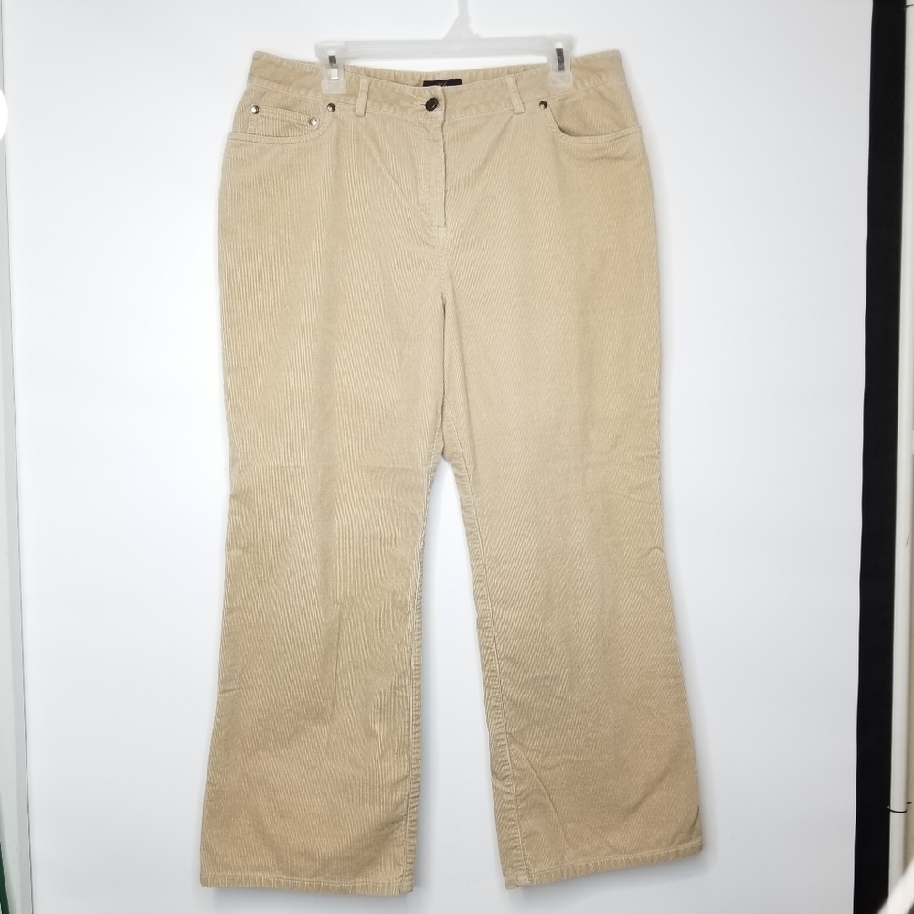 346 Brooks Brothers Stretc Women's Straight Leg   Light Brown Corduroy Pants, 14